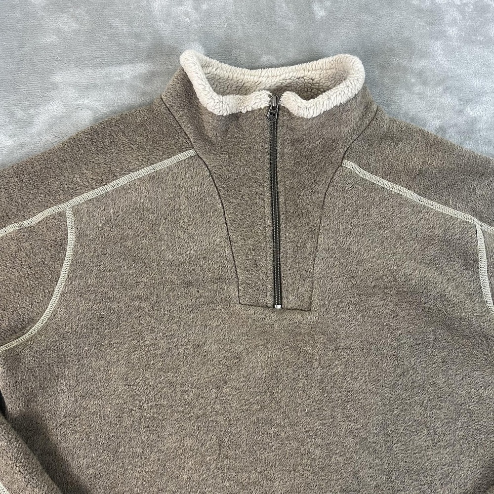Kuhl Sweater Mens Large Brown Alfpaca Fleece 1/4 Zip Outdoor Hiking Pullover - Picture 2 of 12